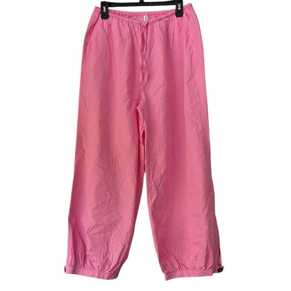 Anthropologie Bubble Pants Cropped Wide Leg Tapered XS Pink 100% Cotton